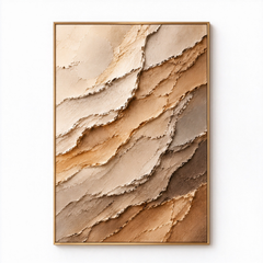 Large Vertical 3D Textured Canvas Wall Art – Hand-Painted Earth Tone Beige & Brown Sand Wave Impasto Oil Painting, Modern Wabi-Sabi Neutral Palette Knife Plaster Art for Entryway & Bedroom Decor TEXVAS | Textured Canvas Art