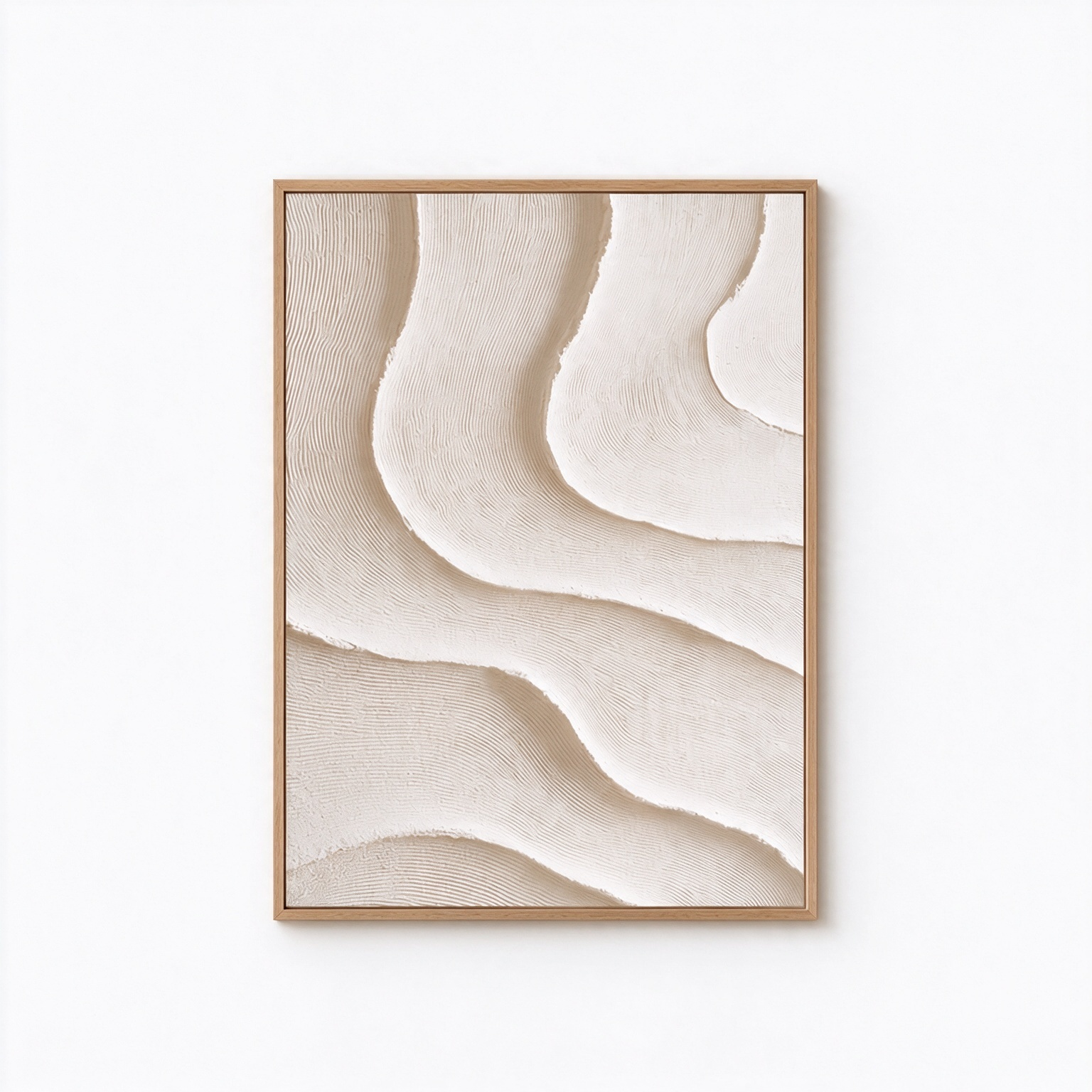 Minimalist Beige Sand Dune 3D Textured Wall Art – Abstract Organic Wave Fluted Impasto Canvas Painting, Modern Wabi-Sabi Neutral Wall Decor TEXVAS | Textured Canvas Art