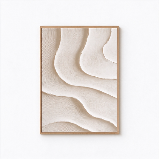 Minimalist Beige Sand Dune 3D Textured Wall Art – Abstract Organic Wave Fluted Impasto Canvas Painting, Modern Wabi-Sabi Neutral Wall Decor TEXVAS | Textured Canvas Art