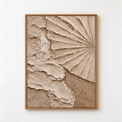 Sculptural Radial Fan & Sand Dune 3D Textured Wall Art – Warm Beige & Taupe Impasto Canvas Art for Living Room, Minimalist Wabi-Sabi Wall Decor TEXVAS | Textured Canvas Art