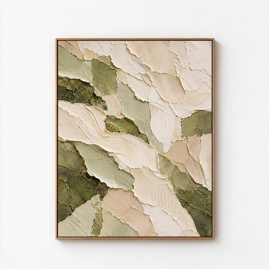 Large 3D Textured Abstract Canvas Wall Art – Hand-Painted Modern Organic Impasto Oil Painting, Olive Green & Beige Palette Knife Art for Living Room, Bedroom & Office Decor (Framed or Unframed) TEXVAS | Textured Canvas Art