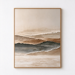 Minimalist Mountain Horizon 3D Textured Wall Art – Earthy Beige & Slate Grey Impasto Canvas Painting for Living Room, Wabi-Sabi Landscape Wall Decor TEXVAS | Textured Canvas Art