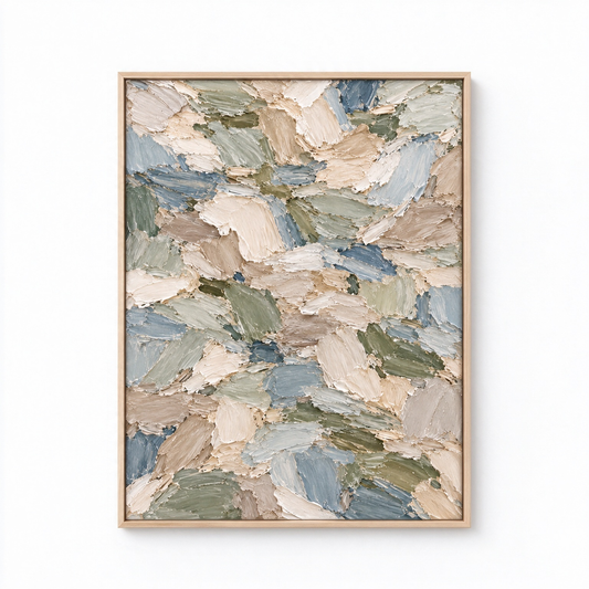 Large Vertical 3D Textured Canvas Wall Art – Hand-Painted Sage Green & Coastal Blue Mosaic Plaster Oil Painting, Modern Abstract Palette Knife Heavy Impasto Art for Entryway & Bedroom Decor TEXVAS | Textured Canvas Art