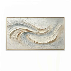 Serene Current – Hand-Sculpted 3D Swirl Textured Canvas Wall Art | Minimalist Coastal Wabi-Sabi Framed Artwork TEXVAS | Textured Canvas Art