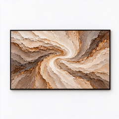 Earthy Swirl Vortex 3D Textured Wall Art – Spiral Canyon & Sandstorm Impasto Canvas Painting for Living Room, Large Horizontal Wabi-Sabi Wall Decor TEXVAS | Textured Canvas Art