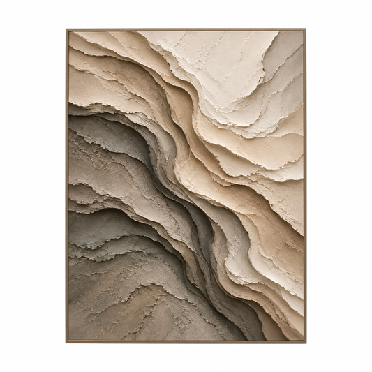 Large 3D Textured Abstract Canvas Wall Art – Hand-Painted Wabi-Sabi Impasto Oil Painting, Modern Neutral Wave Textured Painting for Living Room, Bedroom & Office Decor TEXVAS | Textured Canvas Art