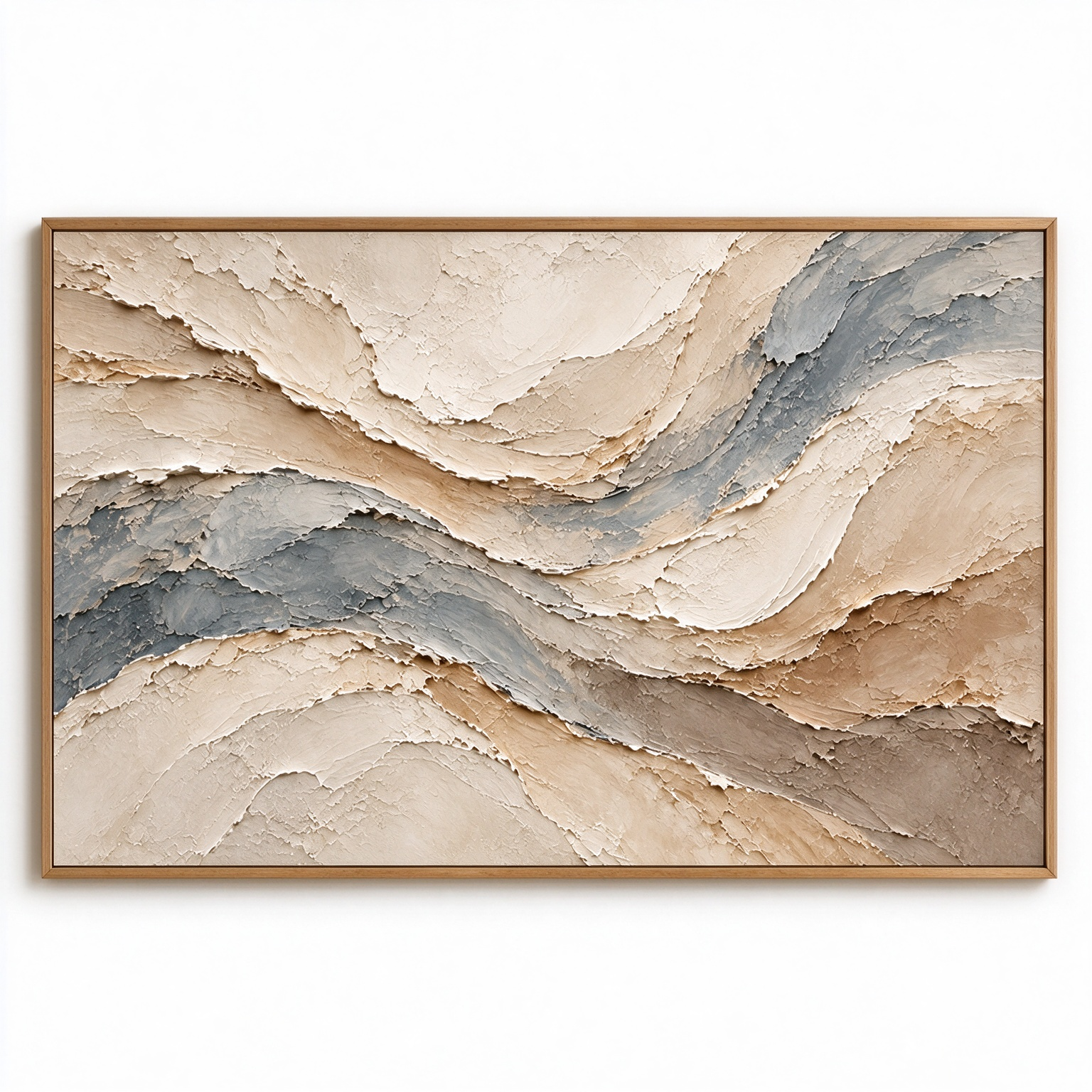 Coastal Canyon – Hand-Painted 3D Slate & Sand Textured Canvas Wall Art | Minimalist Wabi-Sabi Framed Artwork TEXVAS | Textured Canvas Art
