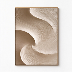 Large Vertical 3D Textured Neutral Canvas Wall Art – Hand-Painted Beige & Taupe Swirl Wave Plaster Oil Painting, Modern Wabi-Sabi Curved Combed Texture Palette Knife Art for Entryway & Bedroom Decor TEXVAS | Textured Canvas Art
