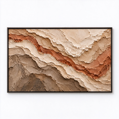 Large Horizontal 3D Textured Canyon Canvas Wall Art – Hand-Painted Earthy Terracotta & Beige Impasto Oil Painting, Wabi-Sabi Desert Wave Palette Knife Art for Living Room Over Sofa & Bedroom Decor TEXVAS | Textured Canvas Art
