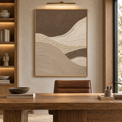 Silent Dunes – Hand-Painted 3D Mocha & Cream Wave Textured Canvas Wall Art | Vertical Wabi-Sabi Framed Artwork TEXVAS | Textured Canvas Art