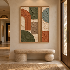 Large Vertical 3D Textured Cream Canvas Wall Art – Hand-Painted White Palm Leaf Plaster Relief Oil Painting, Modern Wabi-Sabi Botanical Impasto Artwork for Entryway & Bedroom Decor TEXVAS | Textured Canvas Art