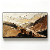 Earthy Mountain 3D Texture Art – Hand-Painted Brown & Neutral Abstract Landscape (Horizontal Wall Decor)