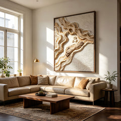 Arid Horizon | Handmade 3D Textured Desert Landscape Art, Large Abstract Gobi Relief for Contemporary Earthy Home Decor#TX26007