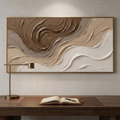 Large Neutral Textured Wall Art, Abstract Beige Cream Canvas Painting, Organic Modern Wall Decor, Minimalist Living Room Decor, Impasto Sand Palette