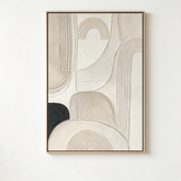 Modern Abstract Geometric 3D Texture Art – Hand-Painted Neutral Arches & Lines (Vertical Wall Decor)