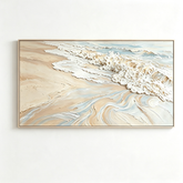 Coastal Serenity 3D Texture Art – Hand-Painted Ocean Shoreline (Abstract Seascape Horizontal Wall Decor)