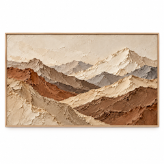 Large Horizontal 3D Textured Mountain Canvas Wall Art – Hand-Painted Neutral Earth Tone Mountain Range Impasto Oil Painting, Modern Wabi-Sabi Terracotta & Slate Landscape Palette Knife Art for Living Room Over Sofa & Bedroom Decor TEXVAS | Textured Canvas Art