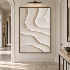 Minimalist Beige Sand Dune 3D Textured Wall Art – Abstract Organic Wave Fluted Impasto Canvas Painting, Modern Wabi-Sabi Neutral Wall Decor TEXVAS | Textured Canvas Art