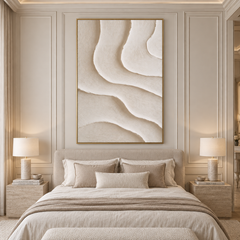 Minimalist Beige Sand Dune 3D Textured Wall Art – Abstract Organic Wave Fluted Impasto Canvas Painting, Modern Wabi-Sabi Neutral Wall Decor TEXVAS | Textured Canvas Art