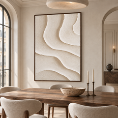 Minimalist Beige Sand Dune 3D Textured Wall Art – Abstract Organic Wave Fluted Impasto Canvas Painting, Modern Wabi-Sabi Neutral Wall Decor TEXVAS | Textured Canvas Art