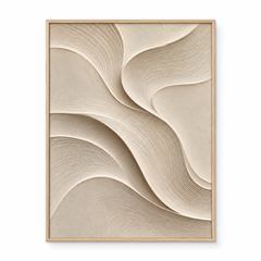 Large Vertical 3D Textured Minimalist Canvas Wall Art – Hand-Painted Cream & Beige Waves Plaster Oil Painting, Modern Wabi-Sabi Sand Dune Combed Impasto Artwork for Entryway & Bedroom Decor TEXVAS | Textured Canvas Art