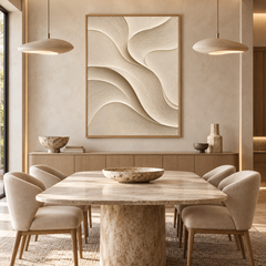 Large Vertical 3D Textured Minimalist Canvas Wall Art – Hand-Painted Cream & Beige Waves Plaster Oil Painting, Modern Wabi-Sabi Sand Dune Combed Impasto Artwork for Entryway & Bedroom Decor TEXVAS | Textured Canvas Art