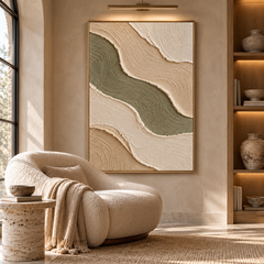 Wavy Sage Green & Beige Sand River 3D Textured Wall Art – Abstract Fluted Wave Impasto Canvas Art for Living Room, Modern Wabi-Sabi Wall Decor TEXVAS | Textured Canvas Art