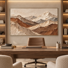 Majestic Mountain Ridge 3D Textured Wall Art – Earthy Terracotta & Slate Grey Impasto Canvas Painting for Living Room, Wabi-Sabi Landscape Wall Decor TEXVAS | Textured Canvas Art