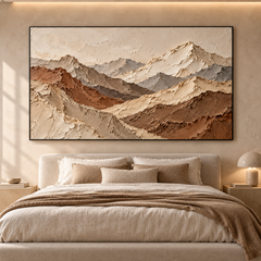 Majestic Mountain Ridge 3D Textured Wall Art – Earthy Terracotta & Slate Grey Impasto Canvas Painting for Living Room, Wabi-Sabi Landscape Wall Decor TEXVAS | Textured Canvas Art