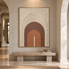 Minimalist Arch Textured Wall Art – Terracotta & Beige Modern Impasto Canvas Art for Living Room, Wabi-Sabi Boho Wall Decor TEXVAS | Textured Canvas Art