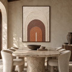 Minimalist Arch Textured Wall Art – Terracotta & Beige Modern Impasto Canvas Art for Living Room, Wabi-Sabi Boho Wall Decor TEXVAS | Textured Canvas Art