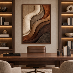 Wavy Layered Terracotta & Warm Earth Tone 3D Textured Wall Art – Abstract Fluted Wave Impasto Canvas Art for Living Room, Modern Wabi-Sabi Wall Decor TEXVAS | Textured Canvas Art