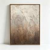 "Wabi-Sabi Serenity" – Neutral Abstract Heavy Textured Impasto Canvas Art (Washed Earth-Tone Framed Wall Decor)