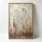 "Rustic Timelessness" – Wabi-Sabi Heavy Textured Impasto Canvas Art (Neutral Distressed Earth-Tone Framed Wall Decor)
