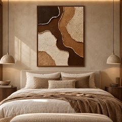 Earthy Gold Vein Strata 3D Textured Wall Art – Dark Espresso, Ochre & Cream Gold Foil Edge Impasto Canvas Painting, Modern Wabi-Sabi Vertical Wall Decor TEXVAS | Textured Canvas Art