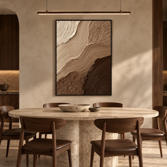 Earthy Mocha Strata 3D Textured Wall Art – Warm Coffee, Tan & Cream Impasto Wave Canvas Painting, Modern Wabi-Sabi Organic Wall Decor TEXVAS | Textured Canvas Art