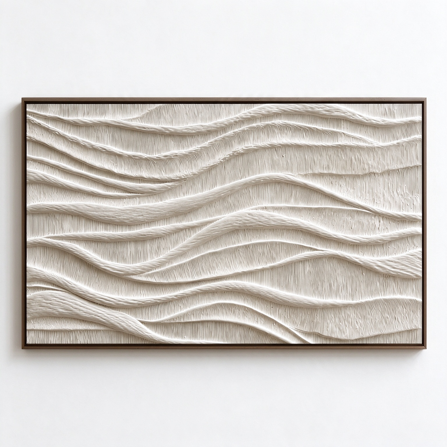 Large Horizontal 3D Textured White Canvas Wall Art – Hand-Painted Off-White & Beige Wave Plaster Oil Painting, Wabi-Sabi Minimalist Combed Texture Palette Knife Art for Living Room Over Sofa & Bedroom Decor TEXVAS | Textured Canvas Art