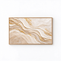 Golden Sands Flow: Horizontal Luxury 3D Textured Wavy Mountain and Gold Leaf Impasto Wall Art for Modern Living Rooms TEXVAS | Textured Canvas Art