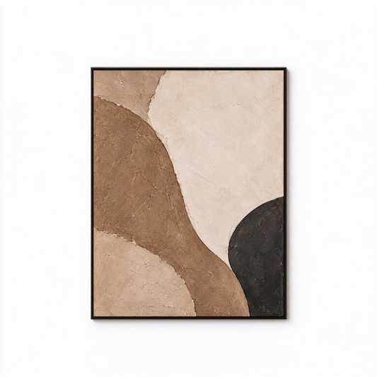 Earthy Organic Color Block 3D Textured Wall Art – Minimalist Brown, Beige & Charcoal Impasto Canvas Painting, Modern Wabi-Sabi Plaster Wall Decor TEXVAS | Textured Canvas Art