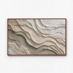Serene Strata – Hand-Painted 3D Cream & Sand Textured Canvas Wall Art | Earthy Wabi-Sabi Framed Artwork TEXVAS | Textured Canvas Art