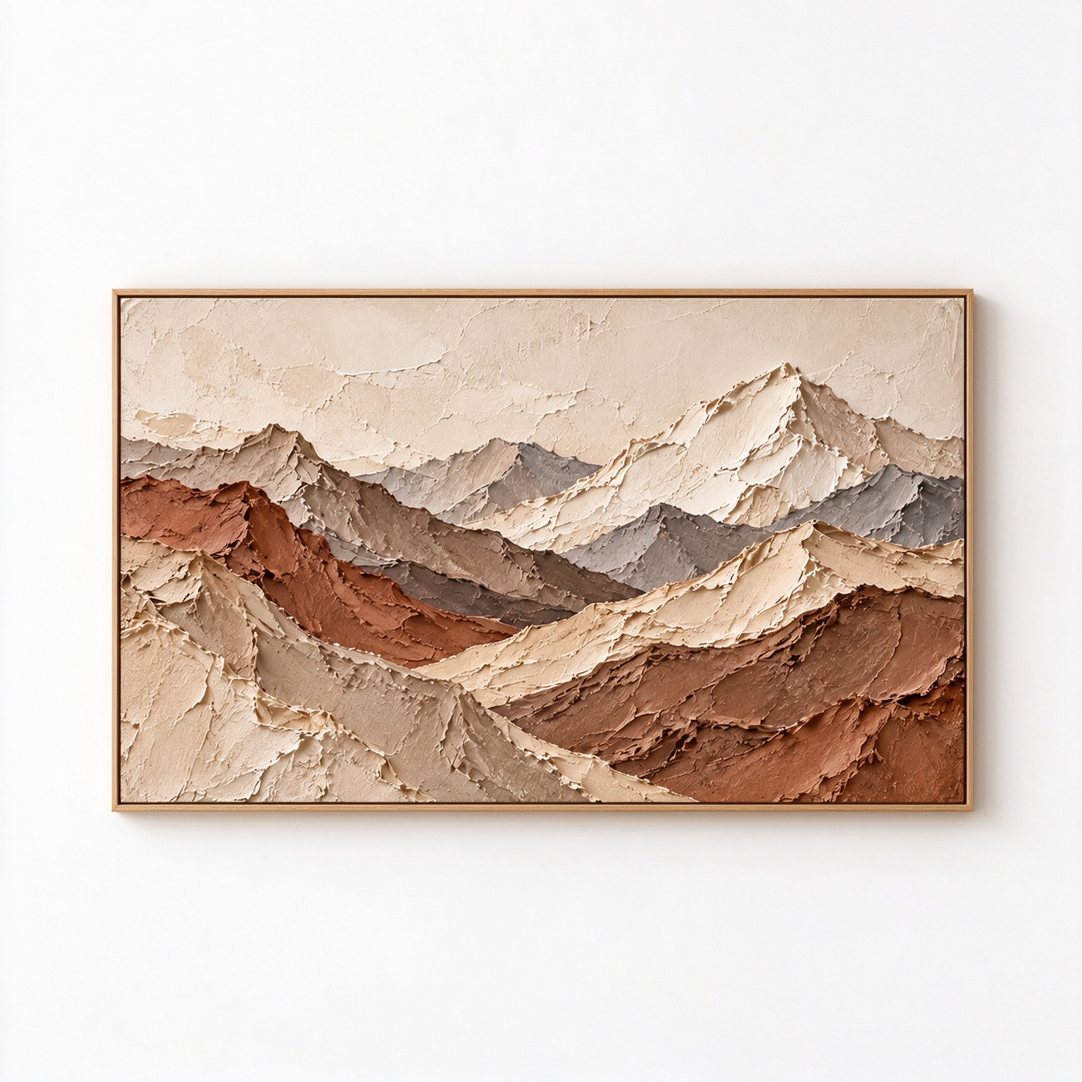 Majestic Mountain Ridge 3D Textured Wall Art – Earthy Terracotta & Slate Grey Impasto Canvas Painting for Living Room, Wabi-Sabi Landscape Wall Decor TEXVAS | Textured Canvas Art