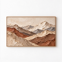 Majestic Mountain Ridge 3D Textured Wall Art – Earthy Terracotta & Slate Grey Impasto Canvas Painting for Living Room, Wabi-Sabi Landscape Wall Decor TEXVAS | Textured Canvas Art