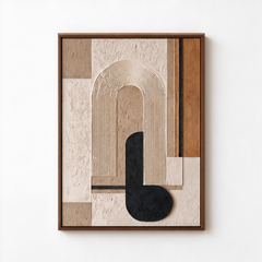 Arch & Silhouette – Hand-Painted 3D Neutral & Black Geometric Arch Relief Canvas Wall Art | Vertical Modern Wabi-Sabi Framed Artwork TEXVAS | Textured Canvas Art
