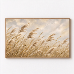 Whispering Breezes – Hand-Painted Textured Pampas Grass & Reeds Canvas Wall Art | Horizontal Modern Coastal Farmhouse Framed Artwork TEXVAS | Textured Canvas Art