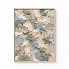 Large Vertical 3D Textured Canvas Wall Art – Hand-Painted Sage Green & Coastal Blue Mosaic Plaster Oil Painting, Modern Abstract Palette Knife Heavy Impasto Art for Entryway & Bedroom Decor TEXVAS | Textured Canvas Art