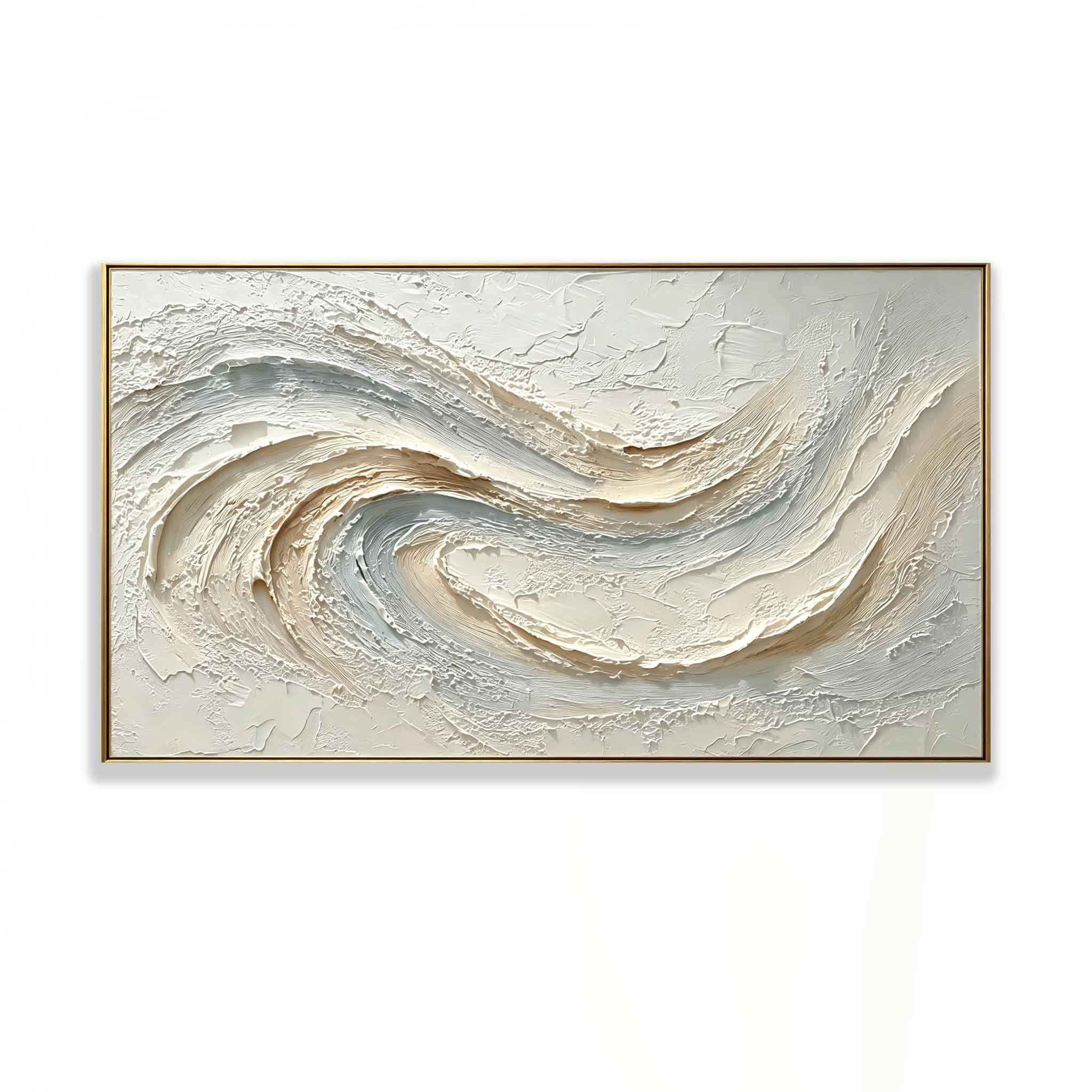 Serene Current – Hand-Sculpted 3D Swirl Textured Canvas Wall Art | Minimalist Coastal Wabi-Sabi Framed Artwork TEXVAS | Textured Canvas Art