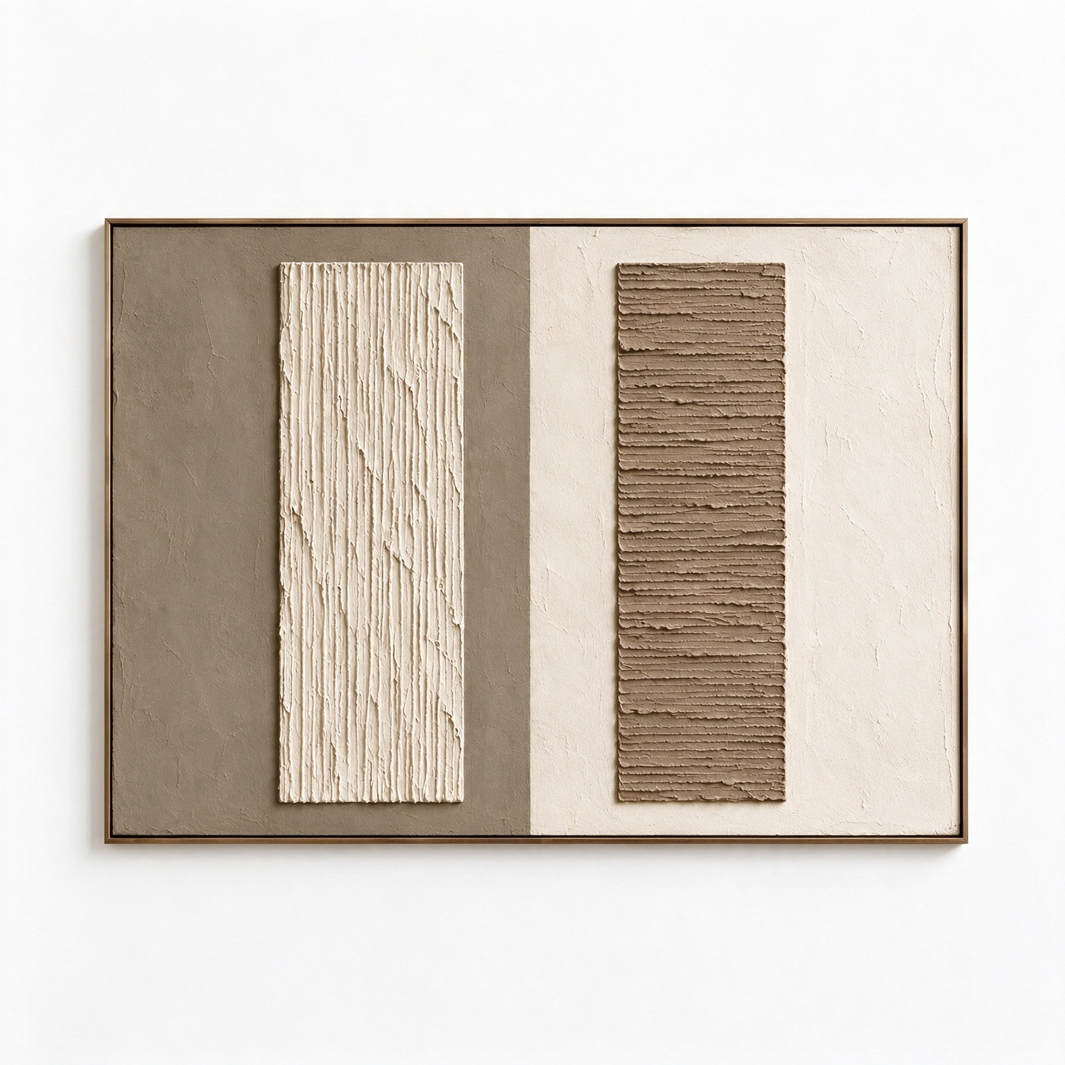 Large Horizontal 3D Textured Geometric Canvas Wall Art – Hand-Painted Beige & Taupe Plaster Oil Painting, Modern Wabi-Sabi Minimalist Combed Texture Palette Knife Art for Living Room Over Sofa & Bedroom Decor TEXVAS | Textured Canvas Art