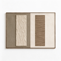Large Horizontal 3D Textured Geometric Canvas Wall Art – Hand-Painted Beige & Taupe Plaster Oil Painting, Modern Wabi-Sabi Minimalist Combed Texture Palette Knife Art for Living Room Over Sofa & Bedroom Decor TEXVAS | Textured Canvas Art