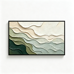 Emerald Wave - Minimalist 3D Textured Impasto Oil Painting on Canvas TEXVAS | 100% Hand-Painted Textured & Impasto Wall Art