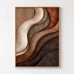 Wavy Layered Terracotta & Warm Earth Tone 3D Textured Wall Art – Abstract Fluted Wave Impasto Canvas Art for Living Room, Modern Wabi-Sabi Wall Decor TEXVAS | Textured Canvas Art